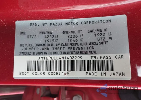 2021 Mazda Mazda3 Preferred из США, поврежденный, VIN JM1BPBLL4M1402299